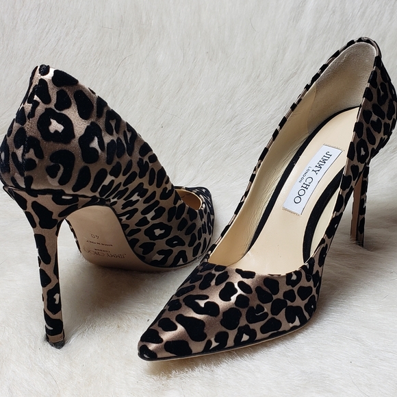Jimmy Choo Pumps Satin & Velvet Cheetah Stiletto